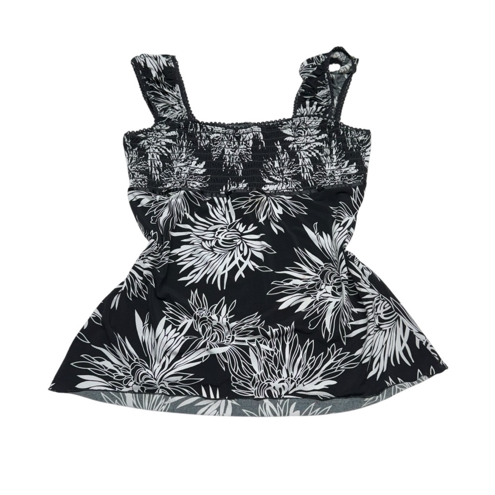 Y2K Black & White Abstract Floral Tank Top